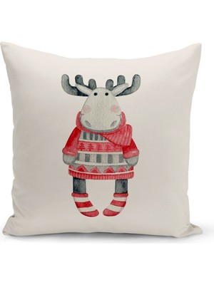 Yılbaşı Temalı Çift Taraflı Dijital Baskılı Kırlent Kılıfı