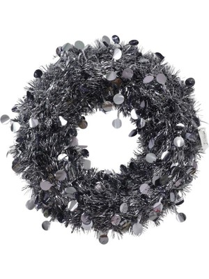 Yılbaşı Ön Kapı Dekoru Antrasit Çelenk, Şık ve Şaşırtıcı Yeni Yıl Süsü