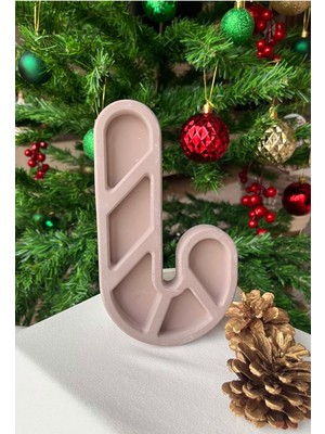 Şık Kahverengi Dekoratif Beton Tabak, Mum Altlığı ve Takı Tabağı Seti