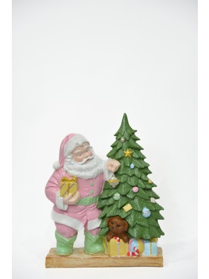 El Yapımı Çam Ağaçlı Noel Baba Süsleri, Polyester, Yılbaşı Dekorasyonu