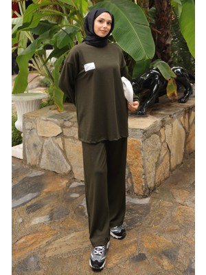 İmaj Butik Haki Armalı Tunik Pantolonlu Takım