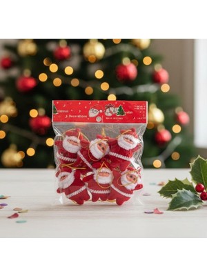 Çok Renkli Noel Baba Figürleri, 6'lı Set, Yılbaşı Dekorasyonu