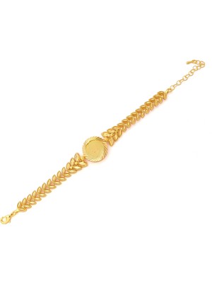 ferizz altın kaplama  çiçek desenli çeyrek altınlı bileklik blk-1178