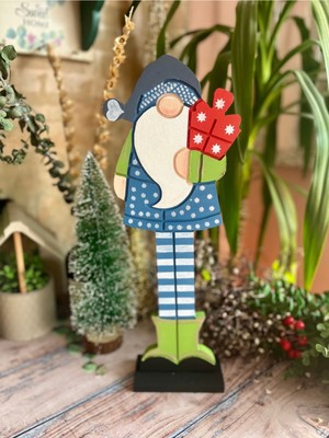 Mavi El Boyaması Noel Baba Dekorasyonu, Yılbaşı Süsü