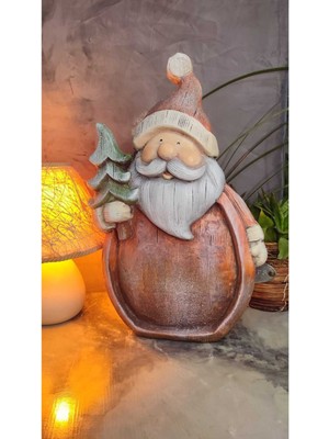 Renkli Çam Ağaçlı Noel Baba Polyester Dekoratif Figür