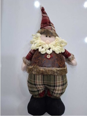 Kahverengi Peluş Noel Baba ve Kardan Adam Seti, 80 Cm, Sevimli ve Yumuşak Dokulu.