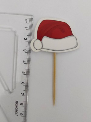 Yılbaşı Temalı Dekoratif Karton Şapkası, 6,5 Cm, 10 Adet, Kırmızı