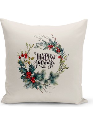 Yılbaşı Temalı Çift Taraflı Dijital Baskılı Kırlent Kılıfı