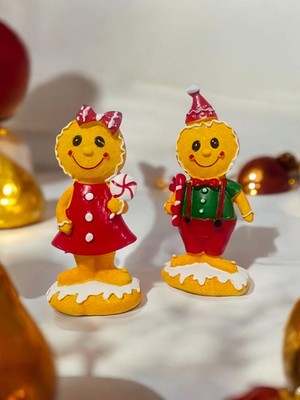Yılbaşı Temalı Şanslı Kurabiye Adamlar Kız Erkek Figürlü Set, Dekoratif Biblo