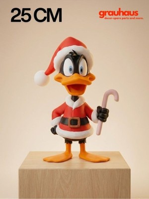 Sevimli Daffy Duck 25 cm Noel Baba Kostümlü Dekoratif Masa Süsü ve Hediye
