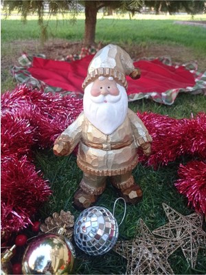 Yılbaşı Temalı Neşeli Noel Baba Biblo, Polyester Heykel, Yılbaşı Dekoru