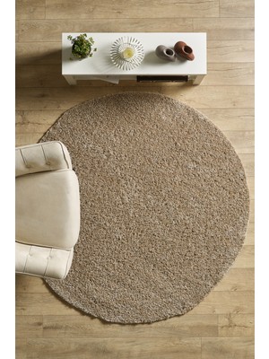 Düz Renk Shaggy Salon Oturma Odası Yolluk Bej Halı