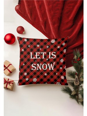 Yılbaşı Temalı Çift Taraflı Kırlent Kılıfı, Gizli Fermuar, Bej Renk