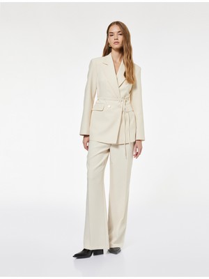 Koton Kruvaze Uzun Kollu Kemerli Oversize Blazer Ceket