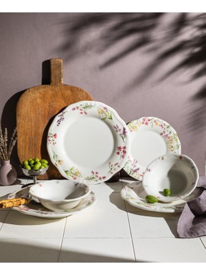 Onedekor 24 Parça 6 Kişilik Porselen Yemek Takımı Lavender Bloom Tifany