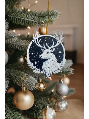 Renkli 3D Geyik Figürlü Yılbaşı Ağacı Süsü, Detaylı Noel Dekoru