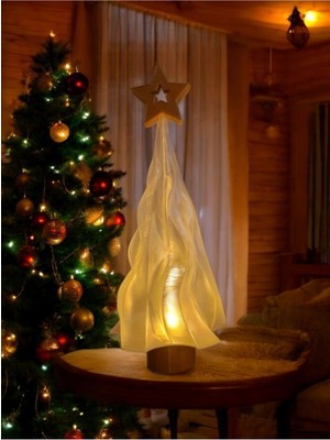 Alev Efektli Titreyen LED Mum Işıklı Yılbaşı Noel Dekor Biblo 25 cm