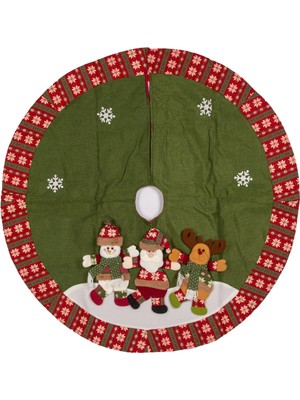 Yeşil 120 cm Noel Teması Süsleri, Kardan Adam, Baba, Geyik Figürleri ile Yılbaşı Atmosferi