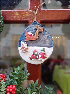 El Yapımı Seramik Yılbaşı Süsü, Mavi Renkli, Sevimli ve Dekoratif Hediye Seçeneği