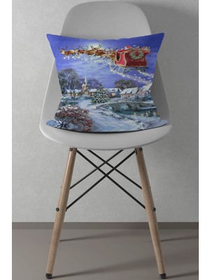 Kırmızı Yılbaşı Desenli Kırlent Kılıfı, Noel Baba Temalı, Şık ve Sıcak Hediye Seçeneği