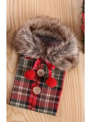 Kırmızı Ekose Şişe Şapkası, Yılbaşı ve Noel Temalı Şık Dekorasyon Ürünü