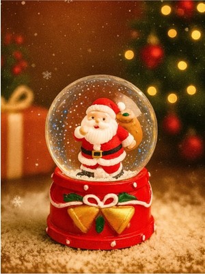 Renkli 9 cm Noel Baba Figürlü LED Işıklı Kar Küresi, Yeni Yıl Dekorasyonu