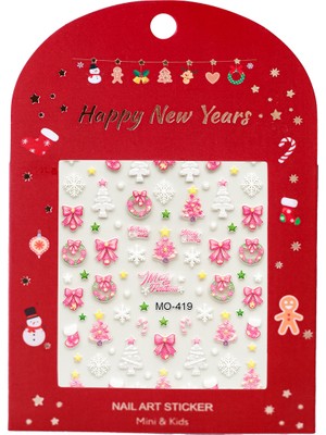 Mini And Kids Mini & Kids Çocuk Tırnak Sticker Christmas - Pink