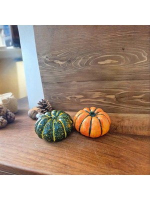 Renkli Dekoratif Balkabağı Seti, Yılbaşı ve Noel Temalı, 8.5x7 Cm, 2'li Paket