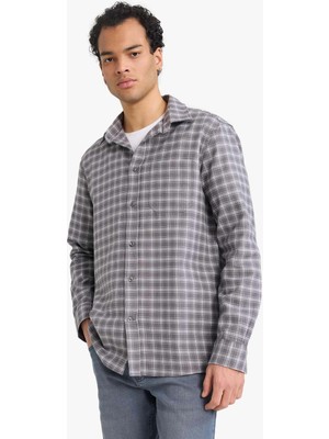 DeFacto Regular Fit Polo Yaka Flanel Uzun Kollu Gömlek G5377AX25WN