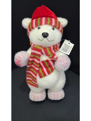 Beyaz Kutup Ayı Dekoratif Obje 26X14X12CM, Noel ve Yılbaşı Için Şık Süsleme.