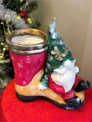 Çizmenin Üzerinde Noel Baba Biblo, 36 Cm, Renkli, Yeni Yıl Süsleme