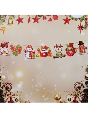 Yılbaşı Partisi Renkli Noel Baba Dekoratif Banner Süs