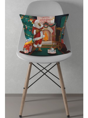 Kırmızı Noel Baba ve Yılbaşı Desenli Kırlent Kılıfı, Şık ve Sıcak Hava Katacak