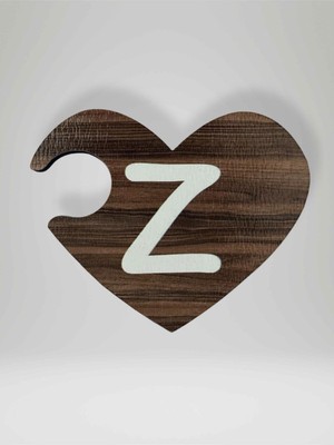 Mundy Z Harfi (Sağ Parça) – Ahşap Puzzle Kalp Harf Magnet – Buzdolabı Süsü – Ikili Uyumlu (KOD:1049)