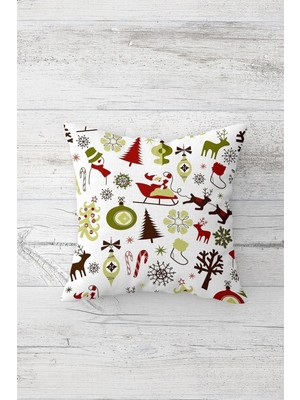 Yılbaşı Temalı Çift Taraflı Baskılı Yastık Kılıfı, Gizli Fermuarlı, Şık ve Konforlu