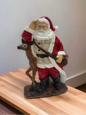 Şık Kırmızı Geyikli Yılbaşı Dekorasyon Biblo, Sevdiklere Tatlı Hediye