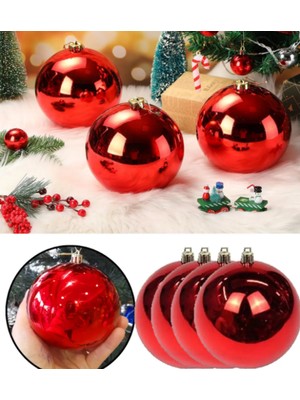 10 cm Kırmızı Yılbaşı Topu, Çam Ağacı Süsü, Neşeli ve Şık Yılbaşı Dekoru