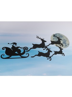 16 Parça Yılbaşı Duvar Süsü Seti, Noel Baba, Geyikler, Ay ve Kar Tanesi Dekoru