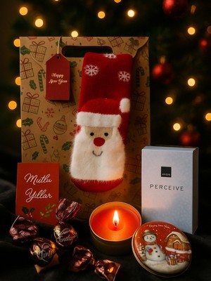 Medy Store Yeni Yıla Özel Kadınlar Için Hediye Seti – Avon Perceive Parfüm, Parfümlü Noel Baba Çorabı, Kokulu Mum, Çikolata ve Mutlu Yıllarkartı