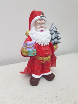 Renkli Noel Baba ve Çam Ağacı Dekoratif Biblo Heykel Seti