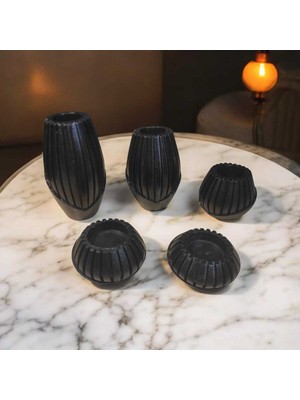 Şık 5’li Dekoratif Çiçeklik Vazo ve Mumluk Seti, Hediye ve Yılbaşı Süsü