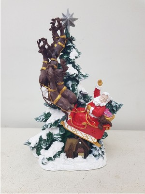 Renkli Yılbaşı Ağacı Süsleri Noel Baba ve Geyik Figürü Dekorasyon Seti