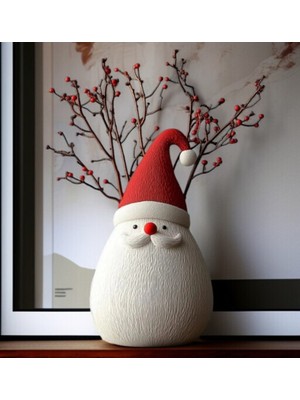 Beyaz Noel Baba Figürlü Dekoratif Vazo, Yılbaşı Şıklığı ve Hediyesi Için Ideal