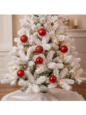 Yılbaşı Süsü 6'lı Kırmızı Toplar, 4 Cm, Noel Dekorasyonu