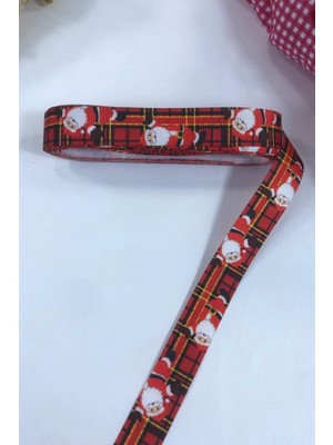 Kırmızı Ekoseli Noel Baba Hediye Paketi Kurdelesi, Şık Yılbaşı Süsü