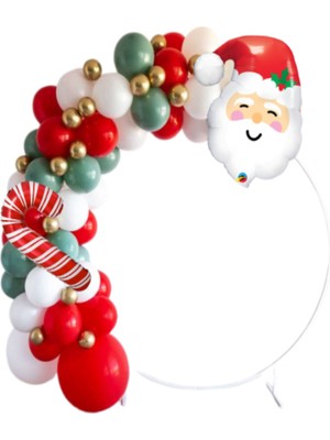 Yılbaşı Renkli Balon Zincir Set, Noel Baba, Baston Şeker ile Neşeli Dekorasyon