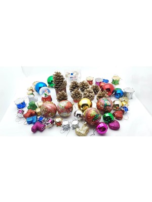 Yılbaşı Noel Ağacı Tam Set, Renkli Parti Süsleme Malzemeleri 27 Parça