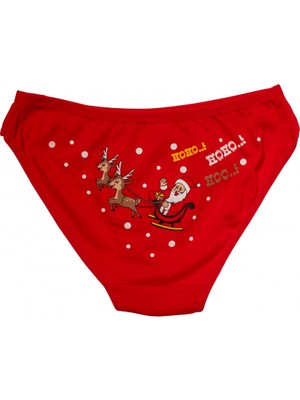 Marsilyan-  Kırmızı Yılbaşı Desenli Hoo Hoo Hoo Pamuklu Külot
