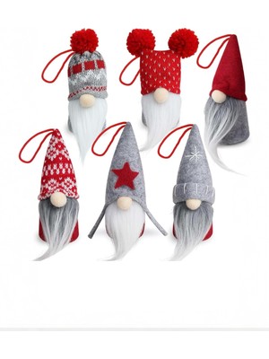 6 Adet Renkli Gnome Yılbaşı Süsü, Ağaç ve Masa Dekoru, Noel Teması