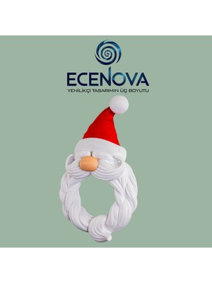 Beyaz Noel Baba Kapı Süsü, 3D Yılbaşı Çelenk, Modern Dekorasyon